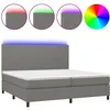 Image de vidaXL Vidaxl Sommier Tapissier Et Matelas Et Led Gris Foncé 200x200 Cm Tissu