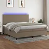 Image de vidaXL Sommier à lattes de lit et matelas et LED Taupe 200x200cm Tissu