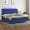 Image de vidaXL Sommier à lattes de lit et matelas et LED Bleu 200x200 cm Tissu