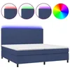 Image de vidaXL Sommier tapissier et matelas et LED Bleu 200x200 cm Tissu