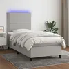 Image de vidaXL Sommier à lattes de lit avec matelas et LED Gris clair 90x190cm3134757