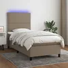 Image de vidaXL Sommier à lattes de lit et matelas et LED Taupe 90x190 cm Tissu