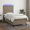 Image de vidaXL Sommier tapissier avec matelas et LED Taupe 90x190 cm Tissu