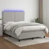 Image de vidaXL Vidaxl Sommier Tapissier Et Matelas Et Led Gris Clair 140x190 Cm Tissu