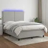 Image de vidaXL Vidaxl Sommier Tapissier Et Matelas Et Led Gris Clair 140x200 Cm Tissu