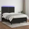 Image de vidaXL Sommier à lattes de lit et matelas et LED Noir 140x200 cm Tissu