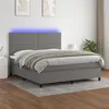 Image de vidaXL Sommier à lattes de lit et matelas et LED Gris foncé 180x200 cm