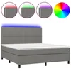 Image de vidaXL Sommier tapissier et matelas et LED Gris foncÃ© 180x200 cm Tissu