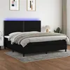 Image de vidaXL Sommier à lattes de lit et matelas et LED Noir 200x200 cm Tissu