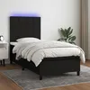 Image de vidaXL vidaXL Sommier tapissier avec matelas et LED Noir 90x200 cm Tissu