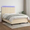 Image de vidaXL Sommier à lattes de lit et matelas et LED Crème 140x190cm Tissu