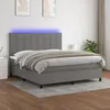 Image de vidaXL Sommier tapissier et matelas et LED Gris foncÃ© 160x200 cm Tissu