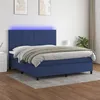 Image de vidaXL Sommier à lattes de lit et matelas et LED Bleu 160x200 cm Tissu