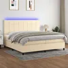 Image de vidaXL Sommier à lattes de lit et matelas et LED Crème 200x200cm Tissu