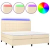 Image de vidaXL Sommier tapissier et matelas et LED CrÃ¨me 200x200 cm Tissu