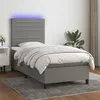 Image de vidaXL Sommier à lattes de lit avec matelas et LED Gris foncé 80x200cm