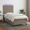 Image de vidaXL Sommier à lattes de lit et matelas et LED Taupe 90x190 cm Tissu