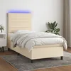 Image de vidaXL vidaXL Sommier tapissier avec matelas et LED Crème 90x190 cm Tissu