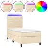 Image de vidaXL Sommier tapissier avec matelas et LED CrÃ¨me 90x200 cm Tissu