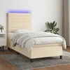 Image de vidaXL Sommier à lattes de lit et matelas et LED Crème 100x200cm Tissu