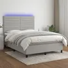 Image de vidaXL Sommier tapissier et matelas et LED Gris clair 140x190 cm Tissu