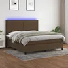 Image de vidaXL Sommier Ã  lattes de lit matelas et LED Marron foncÃ© 180x200 cm