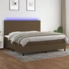 Image de vidaXL Sommier à lattes de lit matelas et LED Marron foncé 200x200 cm