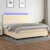 Image de vidaXL Sommier tapissier et matelas et LED CrÃ¨me 200x200 cm Tissu