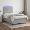 Image de vidaXL Sommier tapissier matelas et LED Gris clair 120x200 cm Tissu