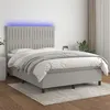 Image de vidaXL Sommier à lattes de lit et matelas et LED Gris clair 140x190 cm