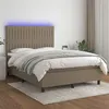 Image de vidaXL Sommier à lattes de lit et matelas et LED Taupe 140x200cm Tissu