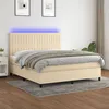 Image de vidaXL Sommier à lattes de lit et matelas et LED Crème 160x200cm Tissu
