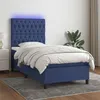 Image de vidaXL Sommier à lattes de lit avec matelas et LED Bleu 80x200cm Tissu