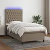 Image de vidaXL Sommier à lattes de lit et matelas et LED Taupe 90x190 cm Tissu3135081