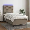 Image de vidaXL Sommier tapissier avec matelas et LED Taupe 90x190 cm Tissu
