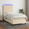 Image de vidaXL Sommier à lattes de lit et matelas et LED Crème 90x190 cm Tissu