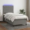 Image de vidaXL Sommier à lattes de lit avec matelas et LED Gris foncé 90x200cm