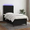 Image de vidaXL Sommier à lattes de lit et matelas et LED Noir 100x200 cm Tissu3135095