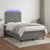 Image de vidaXL Sommier à lattes de lit et matelas et LED Gris foncé 120x200 cm