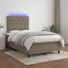 Image de vidaXL Sommier à lattes de lit et matelas et LED Taupe 120x200cm Tissu