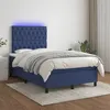 Image de vidaXL Sommier à lattes de lit et matelas et LED Bleu 120x200 cm Tissu