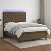 Image de vidaXL Sommier à lattes de lit matelas et LED Marron foncé 140x190 cm3135112