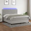 Image de vidaXL Sommier à lattes de lit matelas et LED Gris clair 160x200 cm