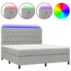 Image de vidaXL Sommier tapissier matelas et LED Gris clair 160x200 cm Tissu