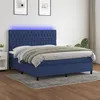 Image de vidaXL Sommier à lattes de lit et matelas et LED Bleu 160x200 cm Tissu
