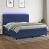 Image de vidaXL Sommier à lattes de lit et matelas et LED Bleu 200x200 cm Tissu