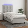 Image de vidaXL Sommier à lattes de lit avec matelas et LED Gris clair 90x200cm
