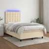 Image de vidaXL Sommier à lattes de lit et matelas et LED Crème 120x200cm Tissu3135186