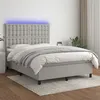 Image de vidaXL Sommier à lattes de lit et matelas et LED Gris clair 140x190 cm