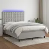 Image de vidaXL Sommier tapissier et matelas et LED Gris clair 140x190 cm Tissu